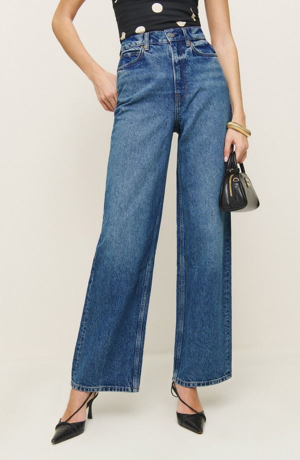 リフォーメーション レディース ボトムス デニムパンツ ワイドレッグ ハイウエスト ジーンズ Reformation Wes High Waist Wide Leg Jeans Pelican