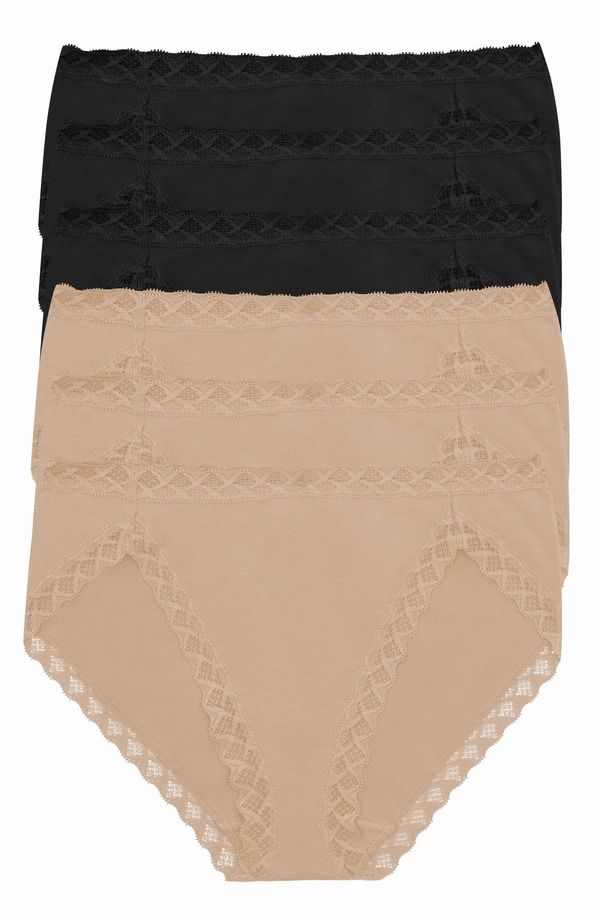 ナトリ レディース アンダーウェア パンツ コットン Natori Blissupima Cotton French Cut Briefs 6Pack BlackBlckBlckCafeCafeCafe ブラック