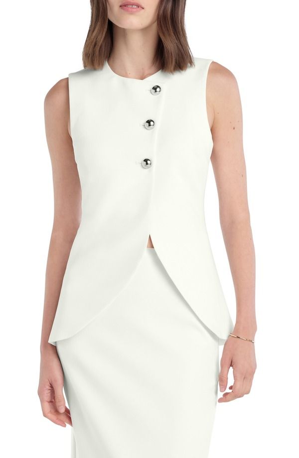 フェイバリット ドーター レディース アウター ベスト アシンメトリー Favorite Daughter The Rachel Asymmetric Vest Pearl パール