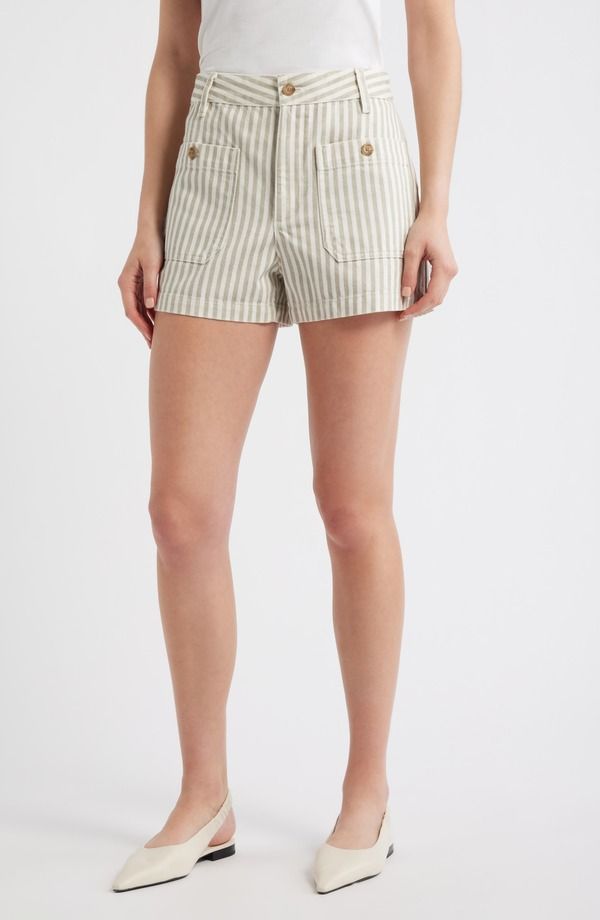 フレーム レディース ボトムス ハーフパンツ・ショーツ ショートパンツ コットン FRAME The Cruise Cotton Shorts Flax Stripe ストライプ