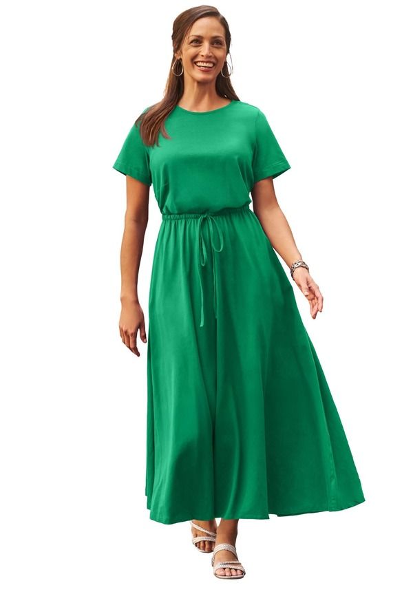 ジェシカロンドン レディース ボトムス カジュアルパンツ マキシワンピース マキシ Jessica London Drawstring Maxi Dress Kelly Green グリーン