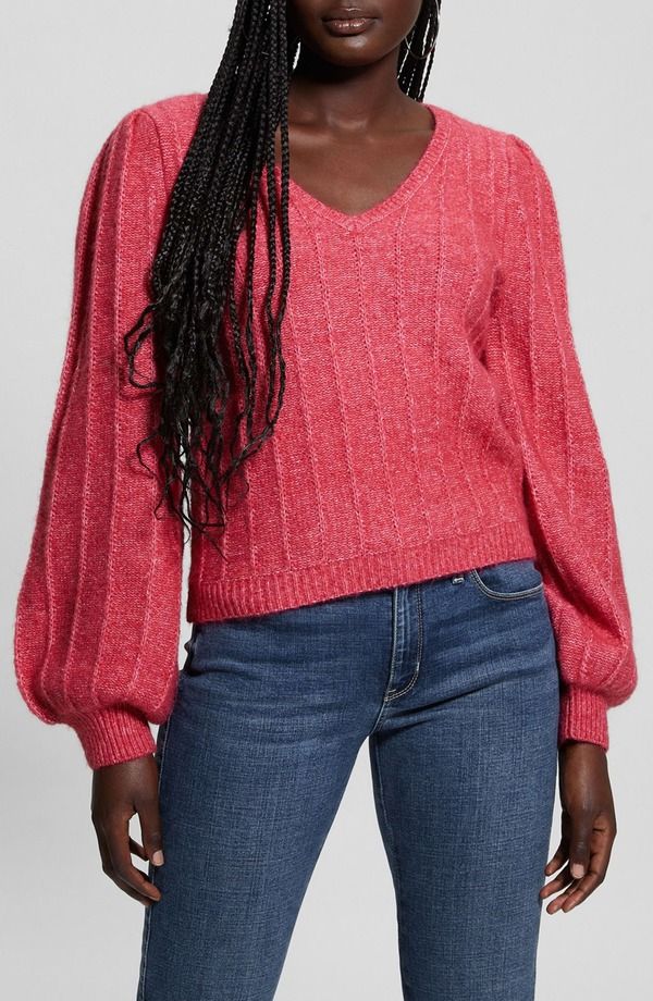 ゲス レディース アウター パーカー・スウェット セーター GUESS Madeline Pointelle Detail Sweater Spring Coral コーラル
