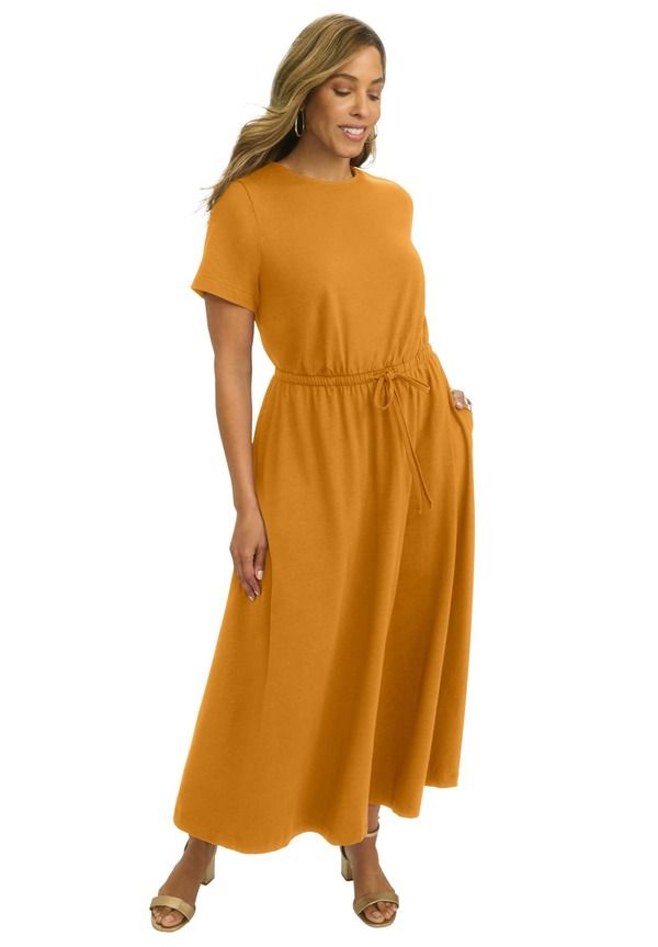 ジェシカロンドン レディース ボトムス カジュアルパンツ マキシワンピース マキシ Jessica London Drawstring Maxi Dress Rich Gold ゴールド