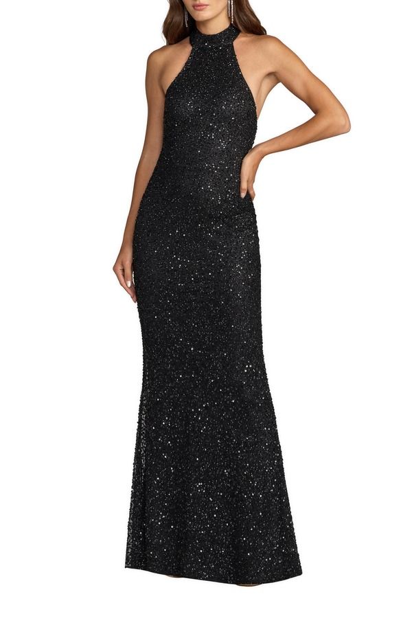 マックダガル レディース トップス ワンピース オープンバック ホルター Mac Duggal Halter Neck Open Back Beaded Column Gown Black ブラック