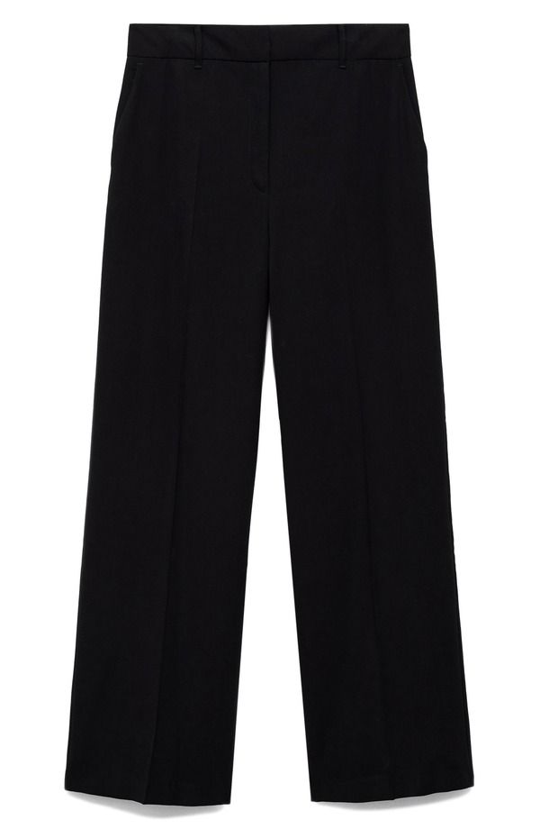 マンゴ レディース ボトムス レギンス ワイドレッグ パンツ MANGO Creased Wide Leg Pants Black ブラック