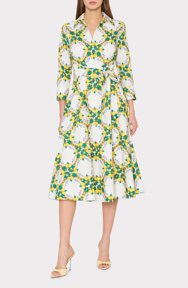 ミリー レディース トップス ワンピース プリント ミディ シャツ Milly Lexi Printie Waist Midi Shirtdress Yellow Multi イエロー 85,140円