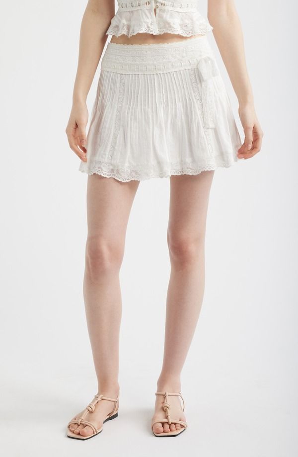 ラブスハックファンシー レディース ボトムスカート ミニ レース LoveShackFancy Solena Lace Miniskirt White ホワイト