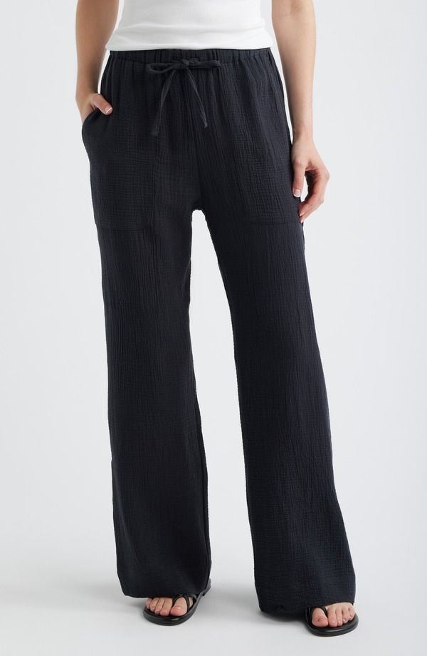 ファレティ レディース ボトムス レギンス ワイドレッグ パンツ コットン Faherty Dune Organicotton Wide Leg Pants Black ブラック