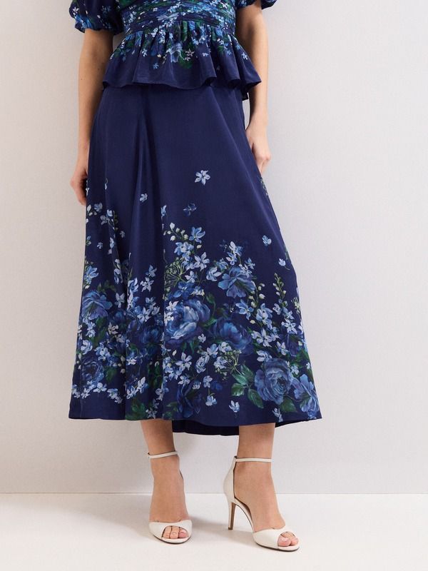 フェイズ・エイト レディース ボトムスカート フラワー柄 フラワー Phaseight Maeve Floral Skirt Navy ネイビー