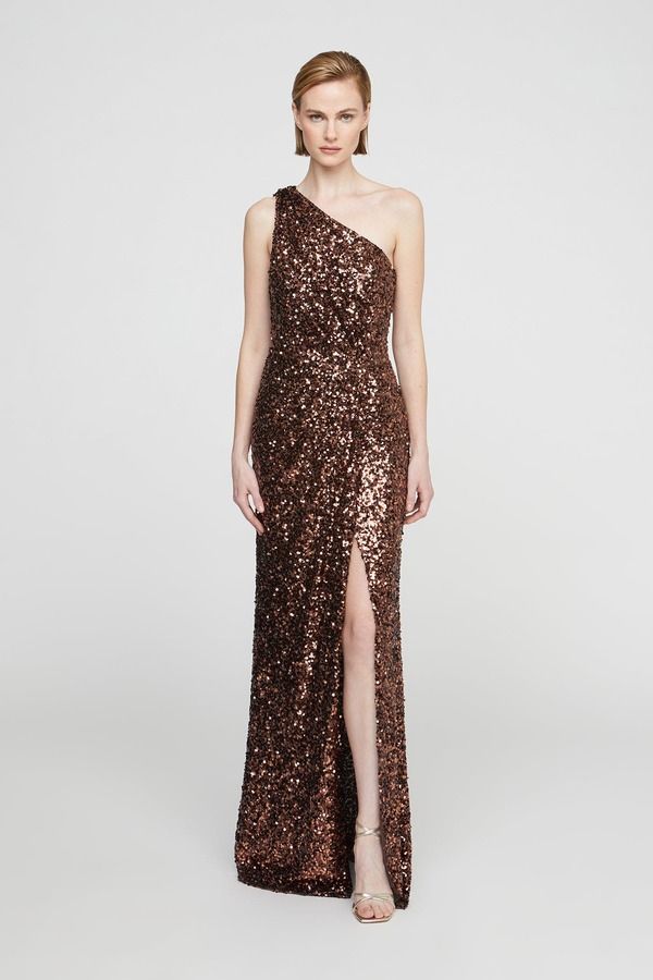 ホルストンヘリテイジ レディース トップス ワンピースパンコール HALSTON Lexi Sequin Gown Copper Confetti 96,140円