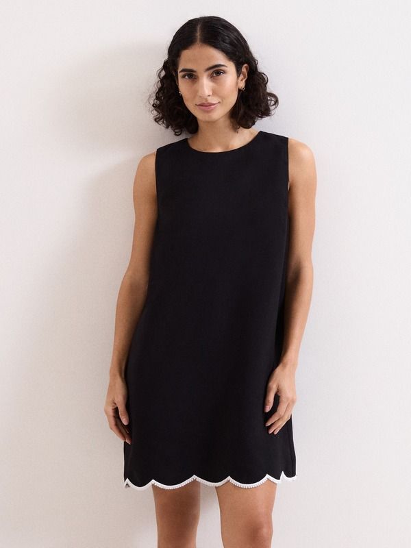 フェイズ・エイト レディース トップス ワンピース Phaseight Marta Scalloped Hem Shift Dress Black ブラック