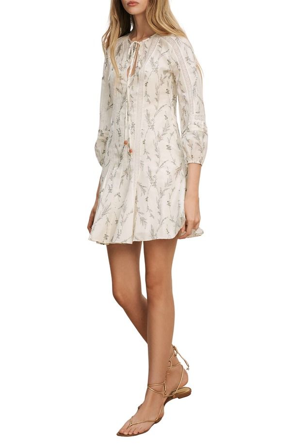 ヴェロニカ ベアード レディース トップス ワンピース フラワー柄 ミニ シルク コットン フラワー Veronica Beard Ollian Floral Cotton Silk Minidress Dove Multi マルチカラー