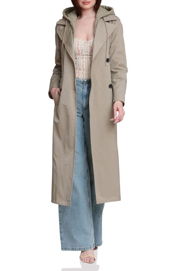 アヴェックレフィーユ レディース アウター ジャケット・ブルゾン キルティング ナイロン コットン コート パーカー Avec Les Filles Quilted Hoodie Cotton Nylon Trench Coat Sage セージ