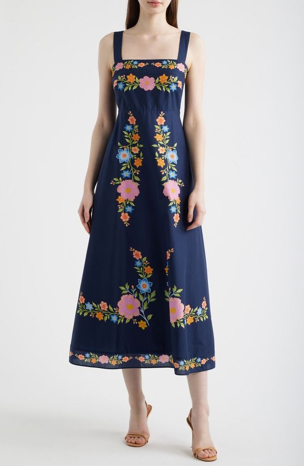 エリザジェイ レディース トップス ワンピース ノースリーブ マキシ Eliza J Sleeveless Maxi Sundress Navy Multi ネイビー