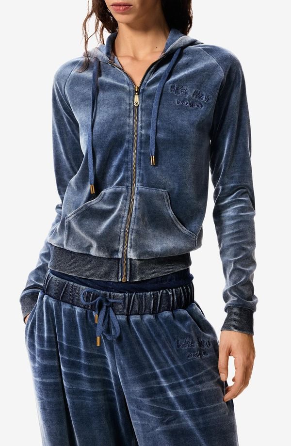 デジグアル レディース アウター パーカー・スウェット Desigual x Masha Popova Velour Zip Hoodie Navy Blue ネイビー