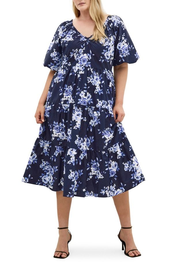 シティーシック レディース トップス ワンピース プリント ミディ City Chic Fantasy Print Flared Midi Dress Amalfi Floral