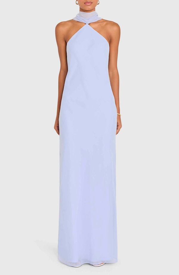 アマンダ アプリチャード レディース トップス ワンピース シフォン ホルター Amanda Uprichard Ashton Halter Neck Chiffon Gown Arctic