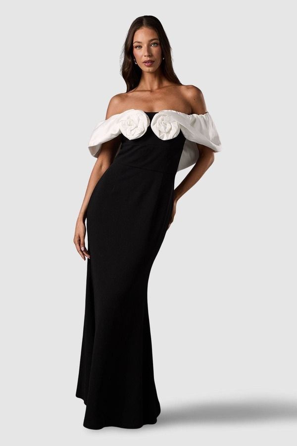 コースト レディース トップス ワンピース マキシ Coast Bardot Rose Detail Maxi Dress Mono