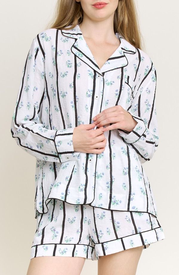 ハニーデュー インティメッツ レディース アンダーウェア ナイトウェア Honeydew Good Life Short Pajamas Ditsy Stripe ストライプ