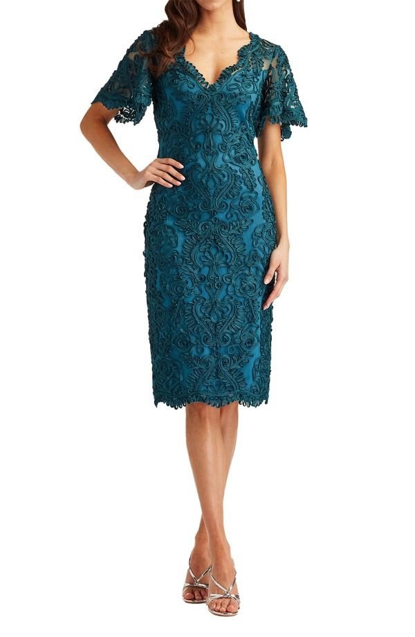 タダシショージ レディース トップス ワンピース レース Tadashi Shoji Ribbon Lace Cocktail Dress Cerulean