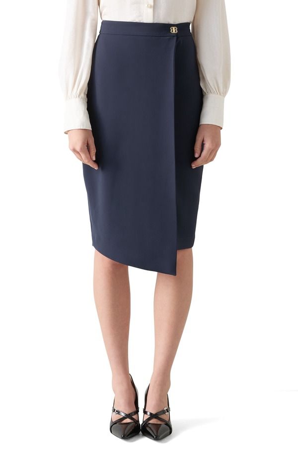 エルケーベネット レディース ボトムスカート LK Bennett Audrey Faux Wrapencil Skirt Navy ネイビー