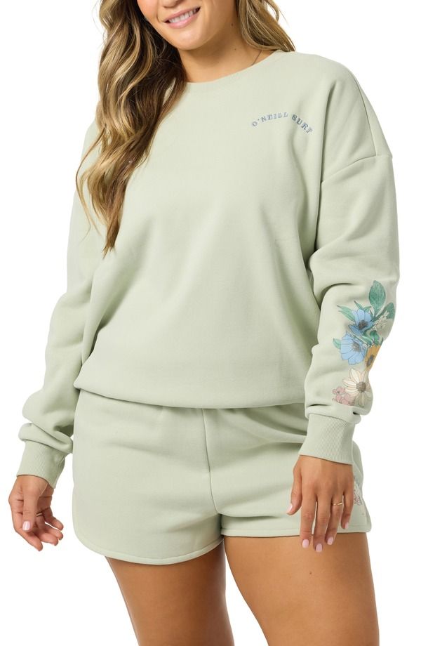 オニール レディース アウター パーカー・スウェット クルーネック シャツ コットン ONeill Petal Oversize Cotton Blend Crewneck Sweatshirt Desert Sage セージ