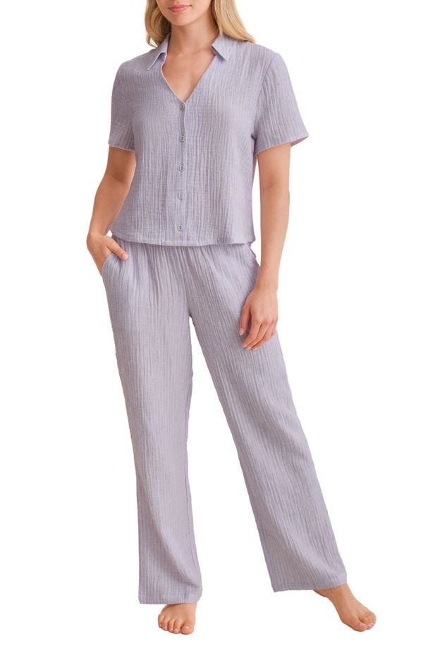 フルート レディース アンダーウェア ナイトウェア コットン Fleurt Coastal Cotton Gauze Pajamas Coastal Stripe ストライプ