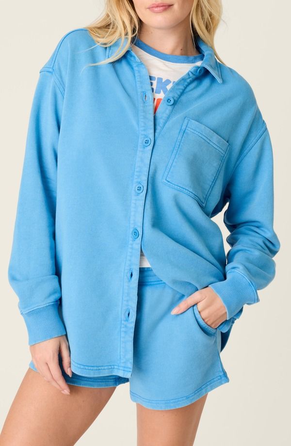 ピージェイサルベージ レディース アウター ジャケット・ブルゾン シャツ PJ Salvage Washed Away Pajama Shirt Jacket Marine Blue ブルー