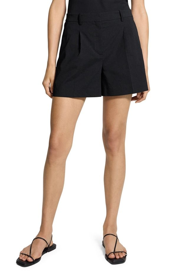 セオリー レディース ボトムス ハーフパンツ・ショーツ ショートパンツ リネン Theory Fluid Linen Blend Shorts Black ブラック
