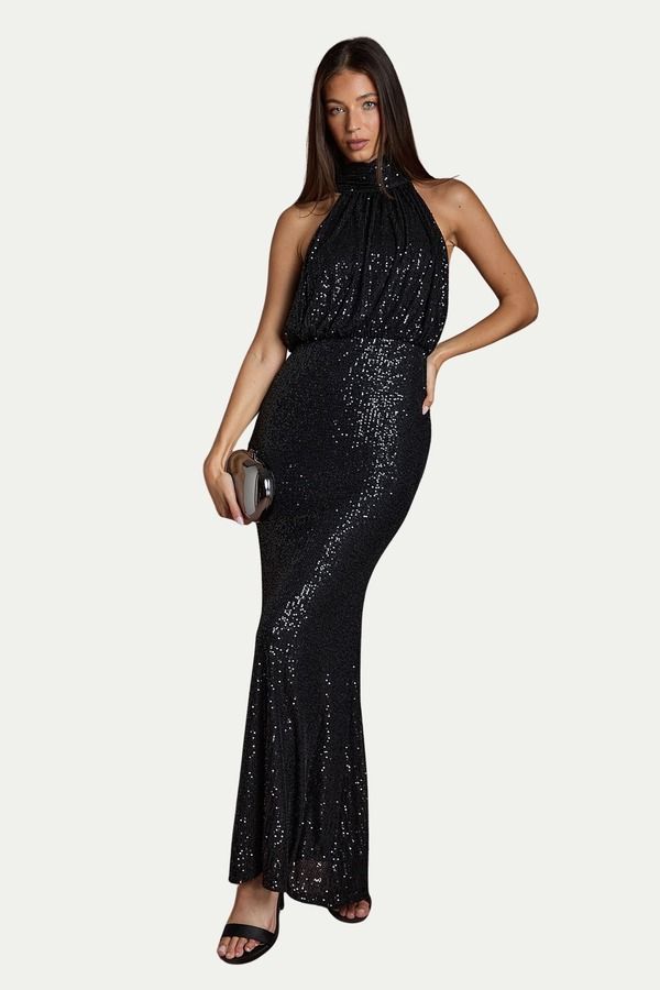 コースト レディース トップス ワンピースパンコール マキシ ホルター Coast Halterneck Sequin Bridesmaid Maxi Dress Black ブラック