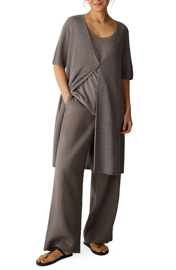 エイリーンフィッシャー レディース アウター パーカー・スウェット カーディガン リネン Eileen Fisher Organic Linen Cardigan Walnut