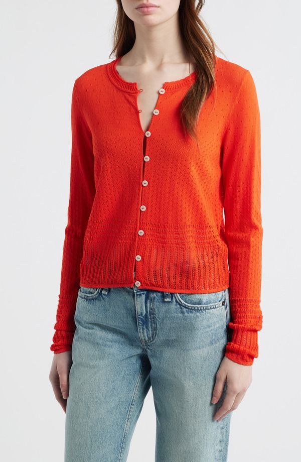 ラグアンドボーン レディース アウター パーカー・スウェット カーディガン rag bone Michelle Pointelle Cardigan Red レッド