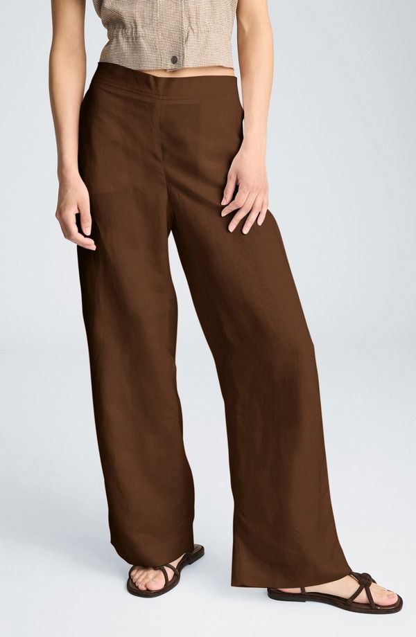 ケネスコール レディース ボトムス レギンス ワイドレッグ パンツ リネン Kenneth Cole PullOn Linen Blend Wide Leg Pants Brunette