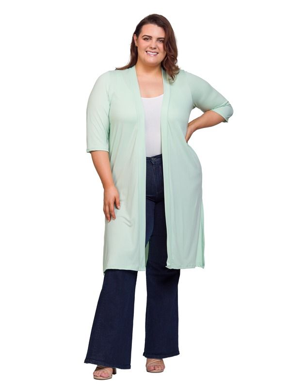 24 セブンコンフォート レディース アウター ジャケット・ブルゾン ひざ丈 カーディガン 24seven Comfort Apparel Open Front Knee Length Duster Cardigan Mint ミント