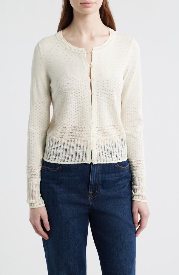ラグアンドボーン レディース アウター パーカー・スウェット カーディガン rag bone Michelle Pointelle Cardigan Ivory アイボリー