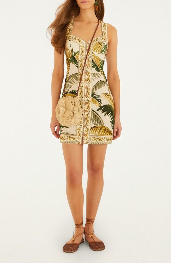 ファーム レディース ボトムス カジュアルパンツ ミニワンピース ミニ リネン FARM Rio Trancoso Button Front Linen Minidress Trancoso Sand サンド