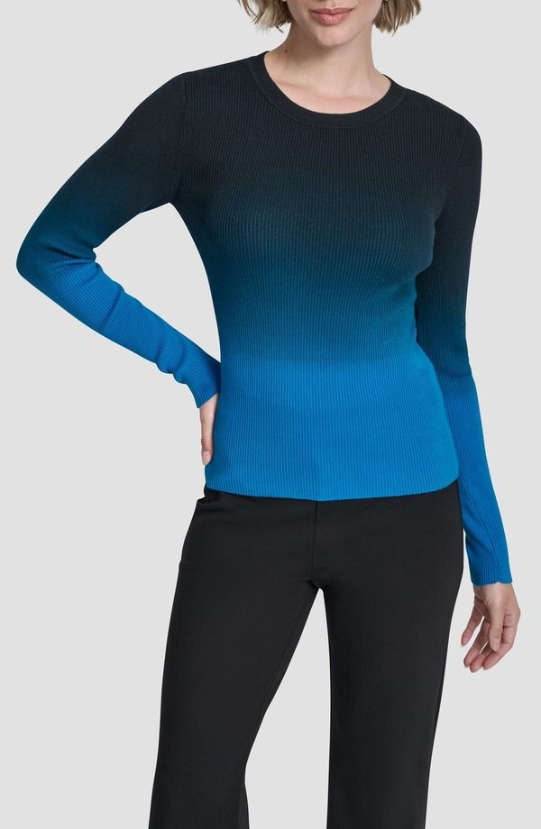 ダナ キャラン ニューヨーク レディース アウター パーカー・スウェット セーター DKNY Dip Dye Sweater Ocean Blue ブルー