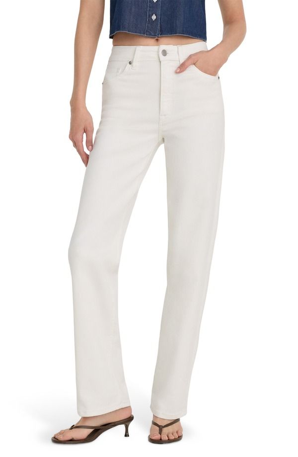 グッドアメリカン レディース ボトムス デニムパンツ ストレート ハイウエスト ジーンズ Good American Good True High Waistraight Leg Jeans White001