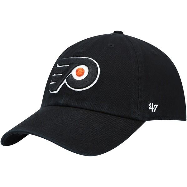 フォーティーセブン メンズ アクセサリー 帽子 Mens 47 Black Philadelphia Flyers Team Clean Up Adjustable Hat Black ブラック