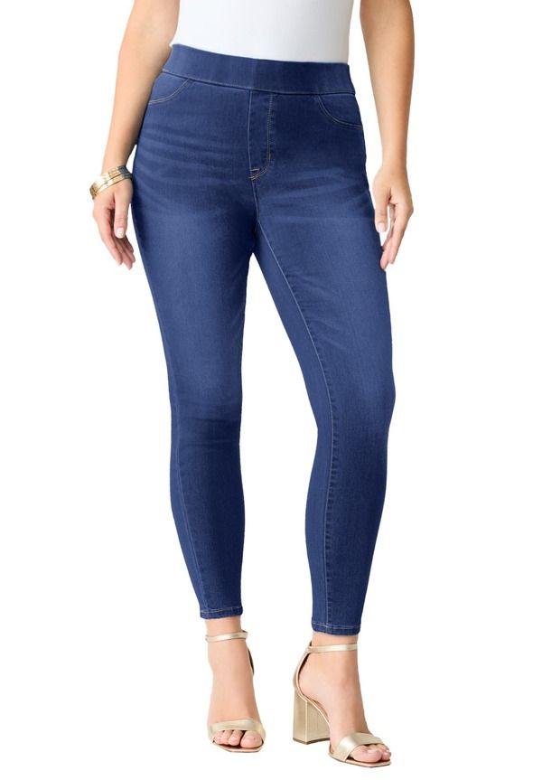 ロアマンズ レディース ボトムス デニムパンツ プラスサイズ Roamans Plusize 360 Stretch Jegging Dark Wash