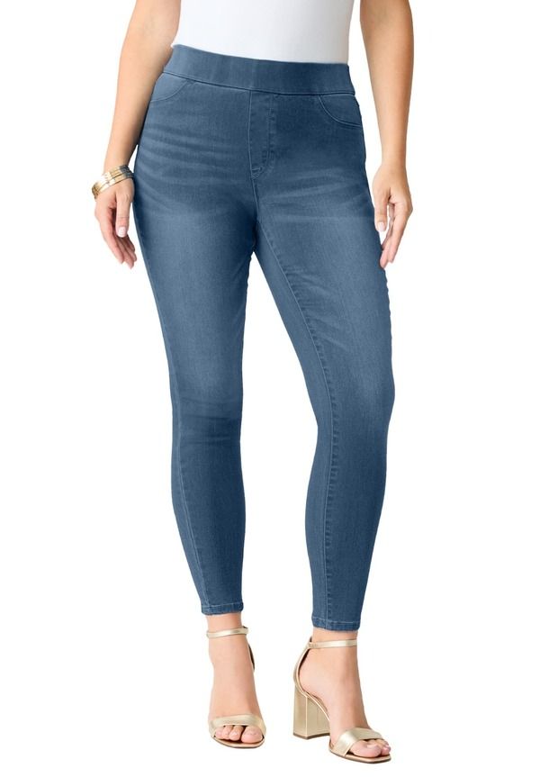 ロアマンズ レディース ボトムス デニムパンツ プラスサイズ Roamans Plusize 360 Stretch Jegging Medium Stonewash
