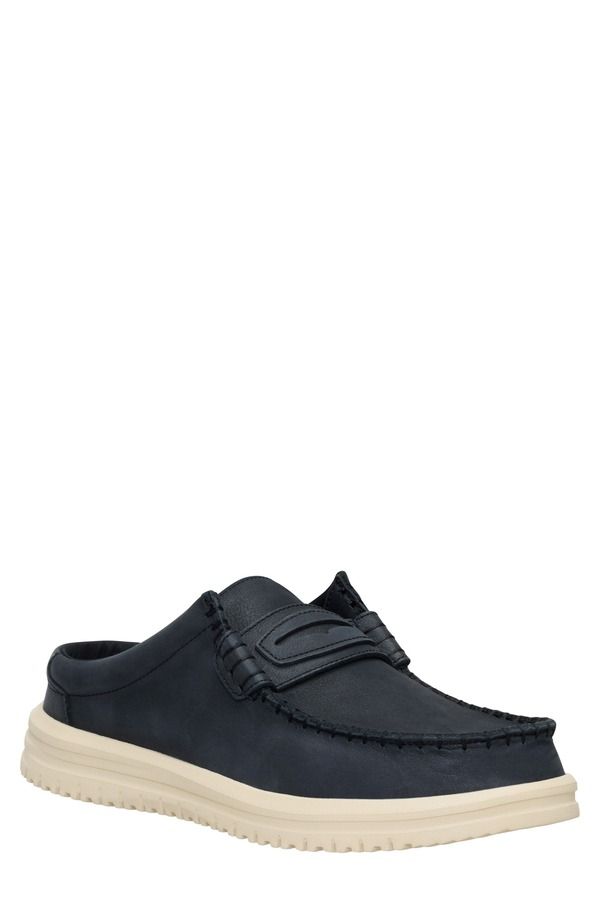 ヘイデュード メンズ シューズ レザー ローファー Hey Dude Wally NXT Leather Loafer Mule Black Wood Ash ブラック