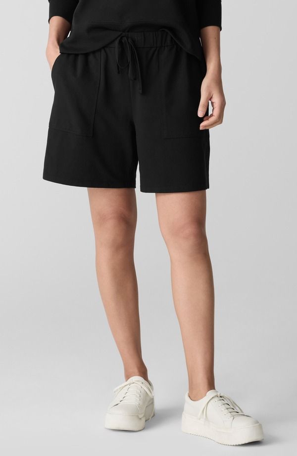 エイリーンフィッシャー レディース ボトムス ハーフパンツ・ショーツ ショートパンツ コットン Eileen Fisher Stretch Organicotton Drawstring Shorts Black ブラック