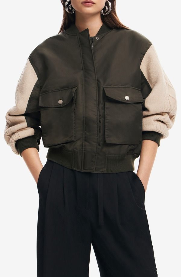 デジグアル レディース アウター ジャケット・ブルゾン Desigual Bucharest Mix Media Bomber Jacket Green グリーン