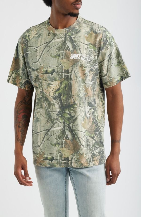 オベイ メンズ トップス Tシャツ グラフィック Obey 
2000
Speed Squad Graphic TShirt Leaf Camo