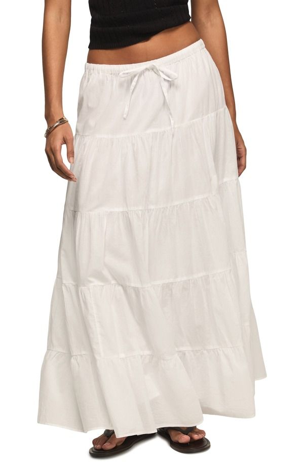 ラッキーブランド レディース ボトムスカート ティアード マキシ Lucky Brand Tiered Poplin Maxi Skirt Bright White ホワイト