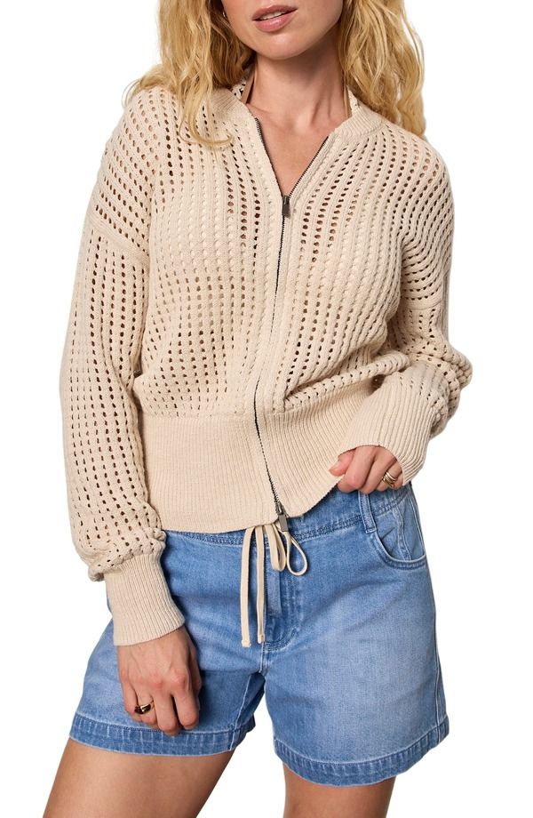 サンクチュアリー レディース アウター パーカー・スウェット セーター Sanctuary Laguna Openwork Sweater Summer Sand White ホワイト