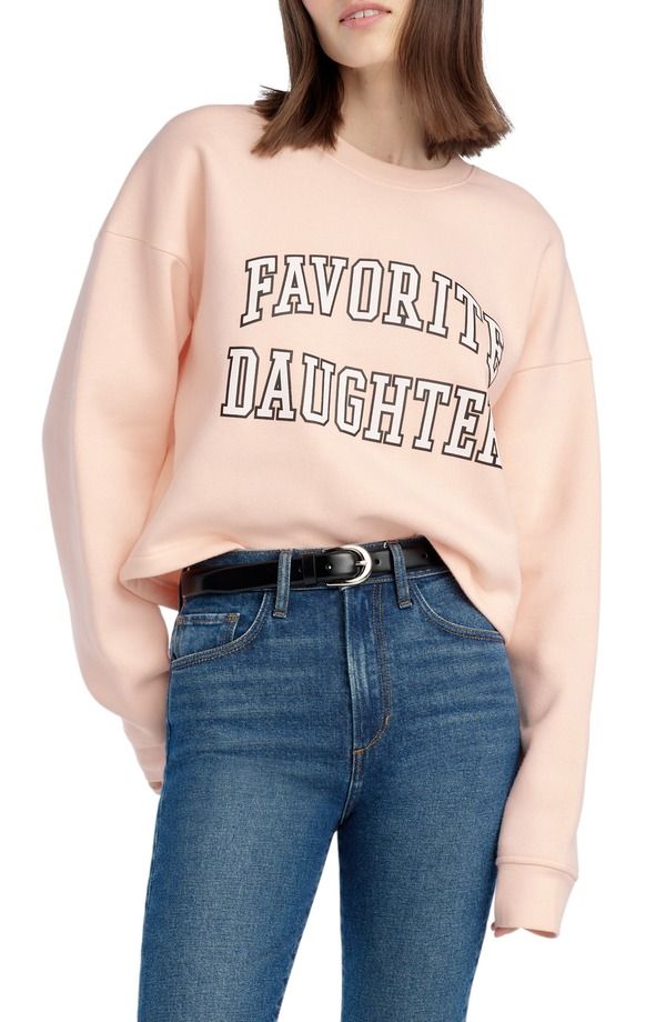 フェイバリット ドーター レディース アウター パーカー・スウェット シャツ ロゴ Favorite Daughter The Collegiate Logo Crop Sweatshirt Pale Pink White ホワイト