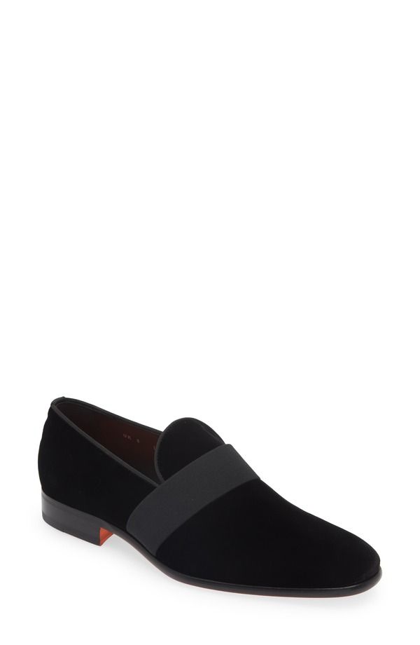 サントーニ メンズ シューズ ベルベット レザー Santonisomer Velvet Leather SlipOn Shoe BlackN01 ブラック
