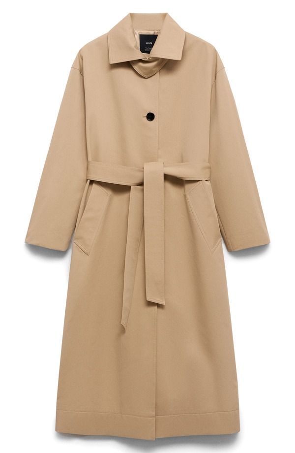 マンゴ レディース アウター ジャケット・ブルゾン コート MANGO Belted Waterepellent Long Trench Coat Medium Brown ブラウン